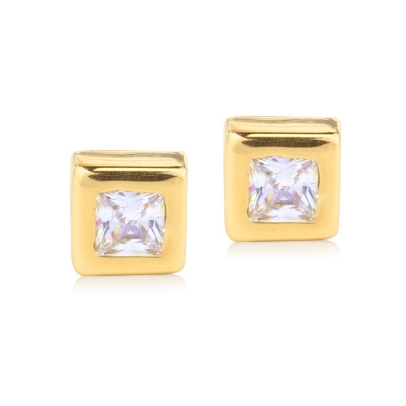 Pendientes Plata Cuadrados Dorados Pendientes Plata Cuadrados Dorados