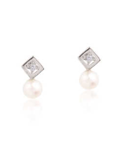 Pendientes Oro Blanco Rombo