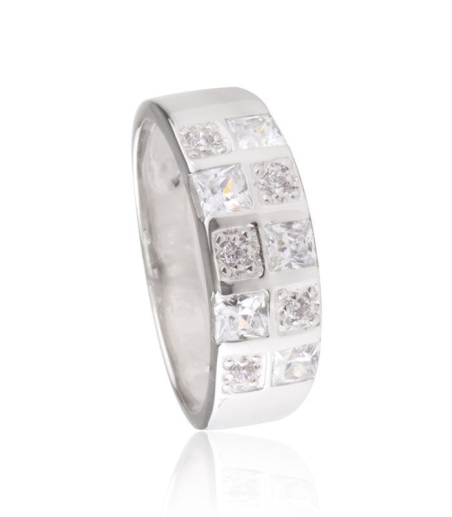 Anillo Oro Blanco con Circonitas