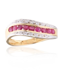 ANILLO ORO 18K RUBIES Y CIRCONITAS