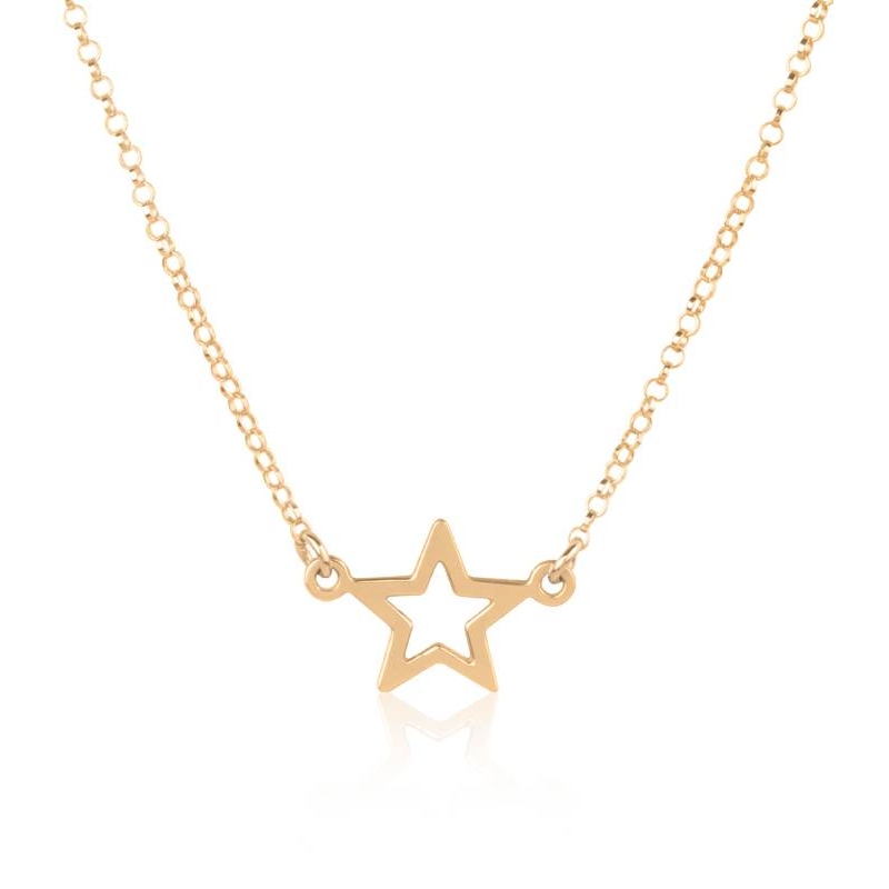 Gargantilla estrella calada plata Dorada