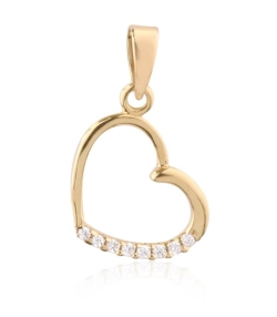 Colgante coraz  n con circonitas oro 18k