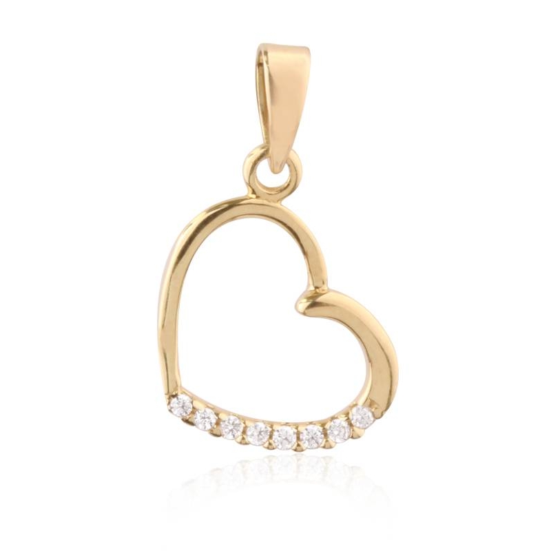 Colgante corazón con circonitas oro 18k