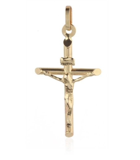 Colgante cruz con Cristo oro 18k