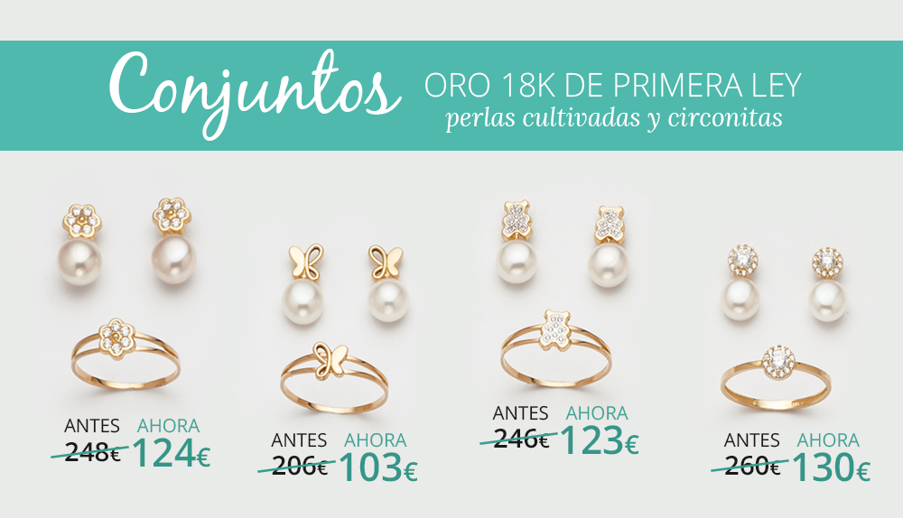 Conjuntos comunión oro 18 kilates de primera ley Joyerías Sánchez