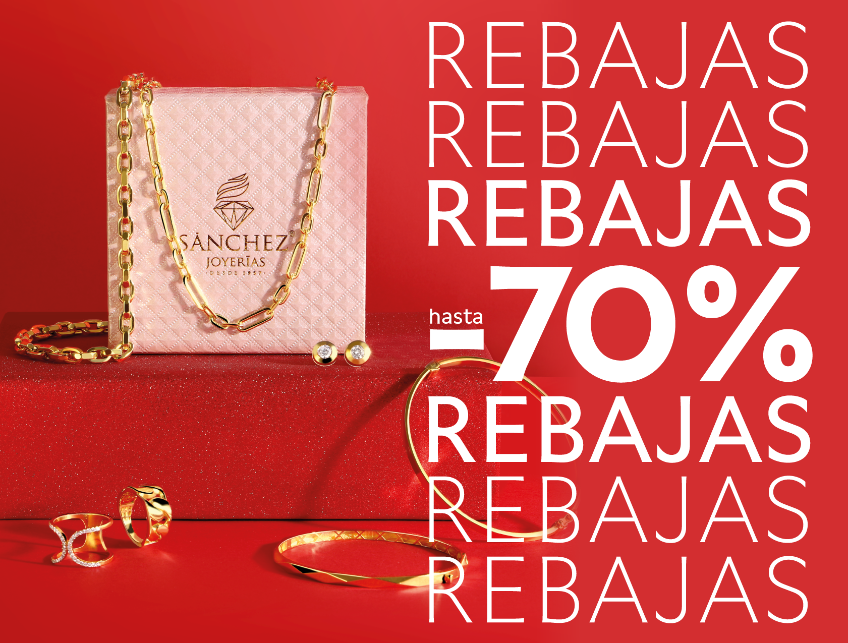 Golden Days de Joyerías Sánchez, del 24 al 26 de octubre. -55% en oro 18k y diamantes, hasta -70% en plata y todas las marcas